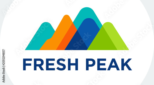 Fresh Peak colorful mountain logo design.