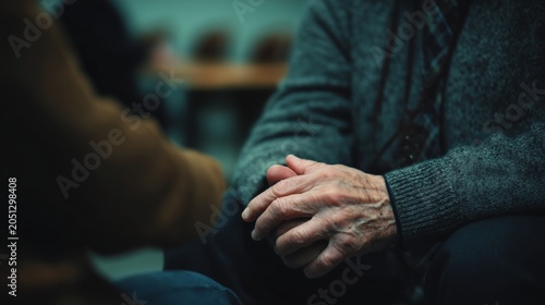 Support group meeting for Alzheimer’s and dementia treatment strategies in a community setting