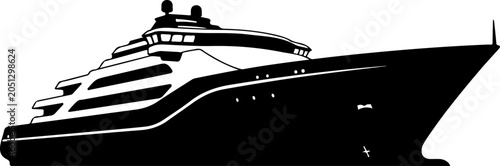 Luxury yacht, boat silhouette, sailing vessel, nautical icon, vector graphic