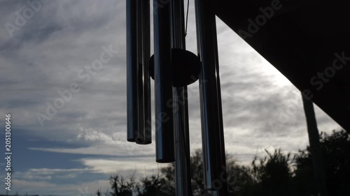 A pleasant sounding set of tuned wind chimes in the breeze