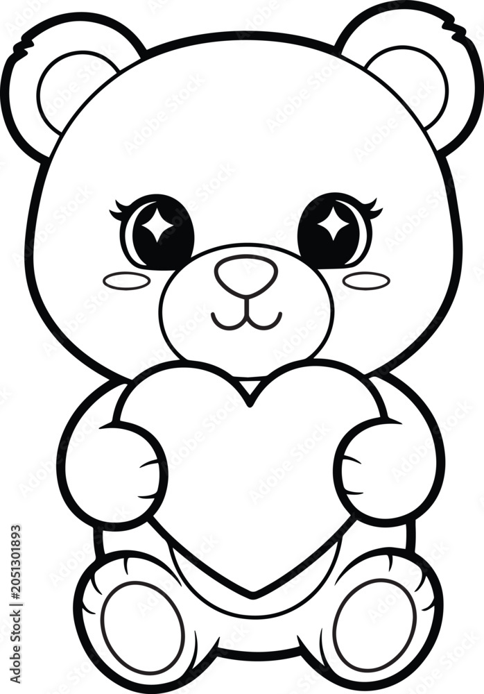 Obraz premium Cute cartoon teddy bear holding heart