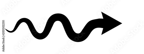 Bild auf Leinwand Black wavy arrow pointer icon on white background with direction isolated moveme