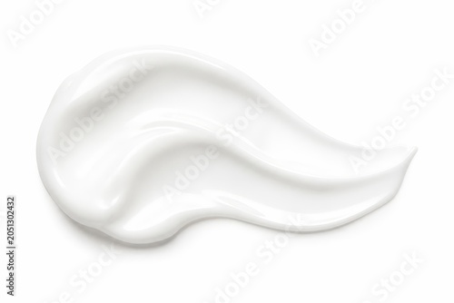 Smear of white cream for cosmetic or skincare advertising purposes