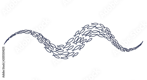 Bild auf Leinwand School of Fish Forming a Wavy Line, Symbolizing Unity and Movement