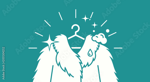 Photos Clean Fur Coat on Hanger, Sparkling, Dry Cleaning Service, Freshness Concept