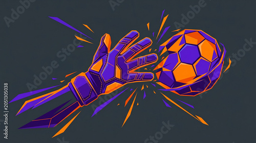 Robotic hand interacting with digital soccer ball
