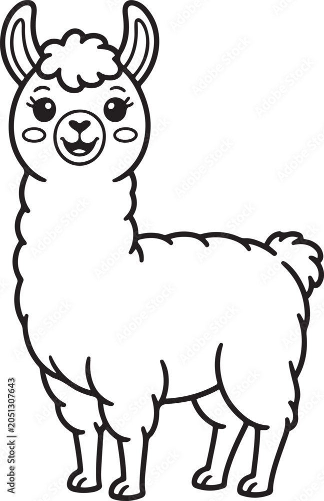 Naklejka premium Smiling cartoon alpaca standing upright
