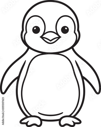 Cute cartoon baby penguin standing