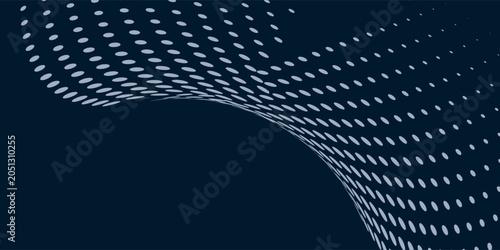 A wave of particles. Futuristic point wave. Vector illustration. Abstract blue background with a dynamic wave.