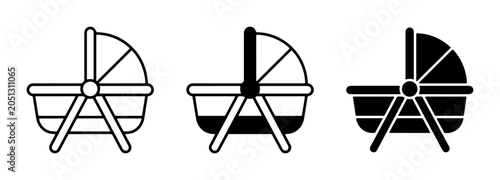 Tableau sur toile Baby Bassinet Icons, Cradle Vector Graphics, Newborn Sleep Bed Set