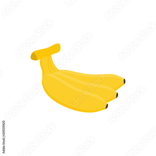 banana flat design vector illustration isolated on white background. Banana design juicy fresh fruit icon vector template. Raw banana. Eco bio health food