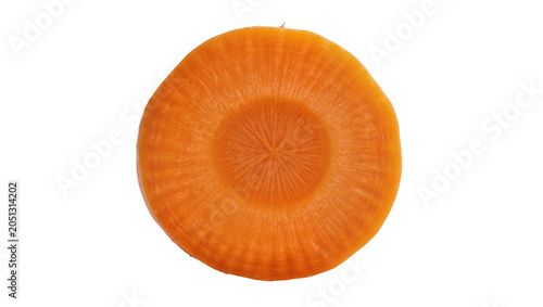 Tableau sur toile Orange carrot slice with visible core and texture