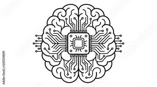 Central chip with radiating circuits in top-down brain