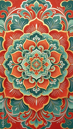 Extremely ornate style of traditional Chinese pattern decoration - lotus flower background