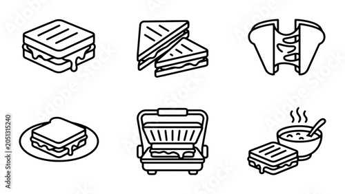 Canvas Print Grilled Cheese Sandwich Icons, Melty Cheese Toastie Vector Set, Comfort Food Gra