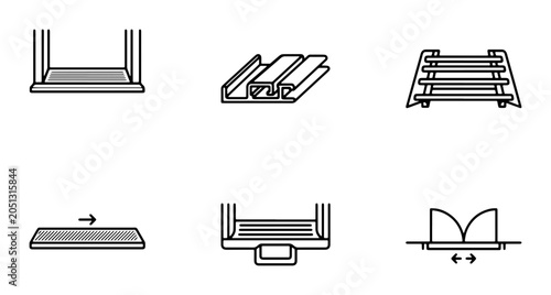 Door Hardware Icons: Handles, Hinges, Locks, and Tracks for Architectural Design