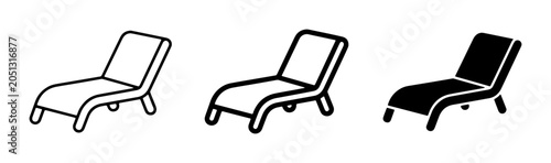 Quadro su tela Chaise Lounge Icons, Beach Chair Vector Set, Outdoor Furniture Graphics, Relaxat
