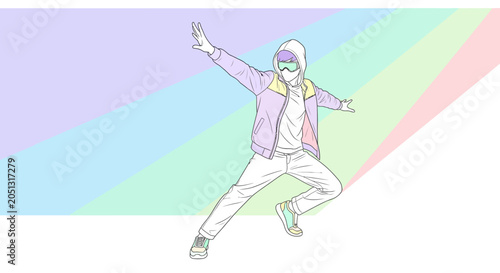 Schilderij op canvas Dynamic Streetwear Dancer Vector Illustration