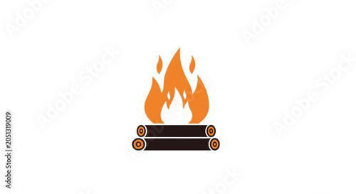 Foto Burning wood logs on fire.