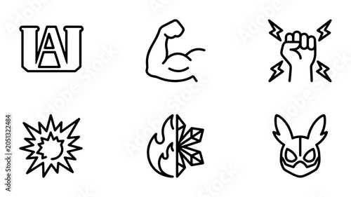 Fotografía Superhero Icons Set, Heroic Symbols, Power Emblems, Comic Style Graphics, Vector