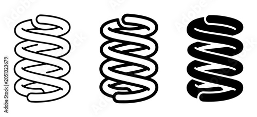 Фотография Coil Spring Icons, Mechanical Spring Vector Graphics, Industrial Coil Set