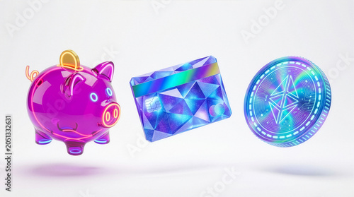 Bioluminescent Cryptocurrency Piggy Bank Digital Assets Investment Concept