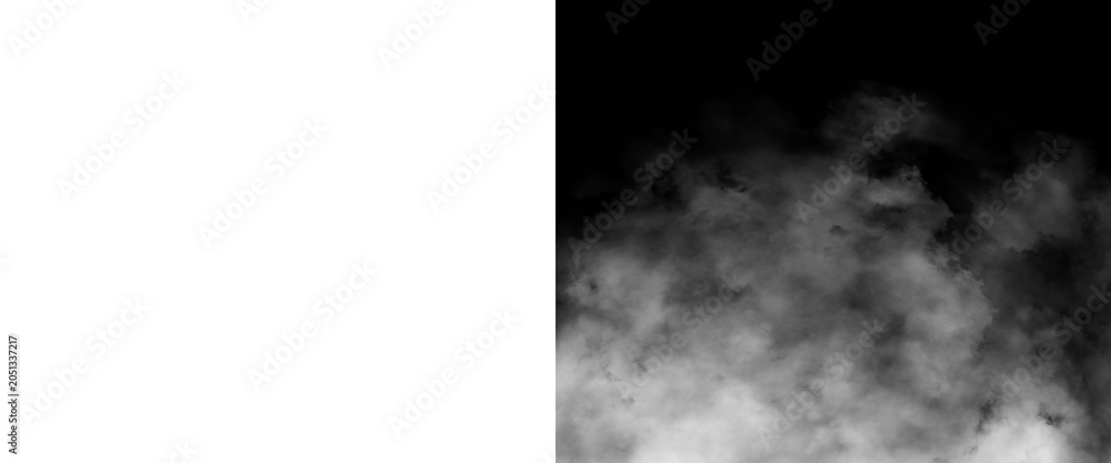 Fototapeta premium Atmospheric white smoke on black background, ethereal fog texture for overlay, mystical vapor clouds and hazy mist effect for cinematic design