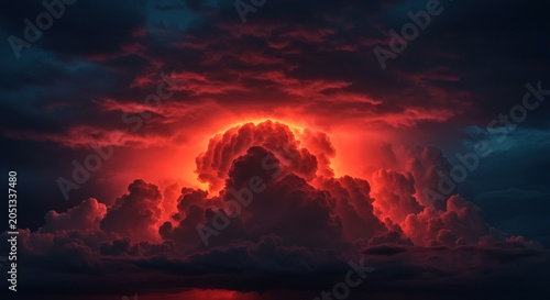 Dramatic sunset behind clouds.