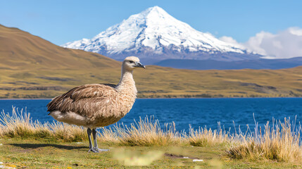Andean Goose by a Mountain Lake