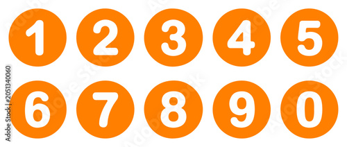 Fotografija number button circle set orange icon
