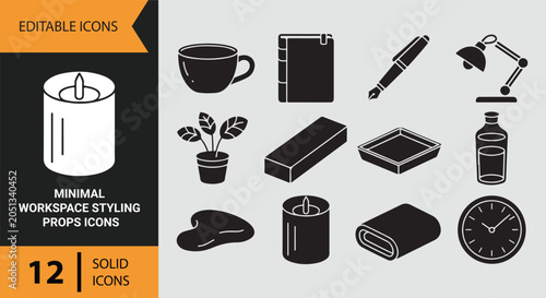 Foto Minimal Workspace Styling Props for Modern Desk Decoration and Design Icons