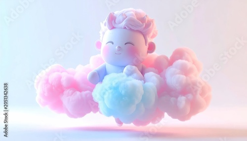 Cute pastel colored cartoon sheep sleeping.