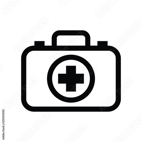 Fényképezés Simple black and white fir staid kit icon representing essential medical health