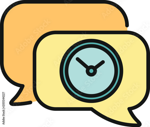 Foto Communication bubbles displaying a clock for chat appointment scheduling