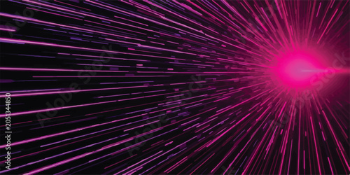 Fotografia Abstract bright purple glowing light burst with radiating motion lines abstract
