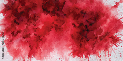 Schilderij op canvas Dramatic red watercolor splash and artistic paint drips with watercolor texture