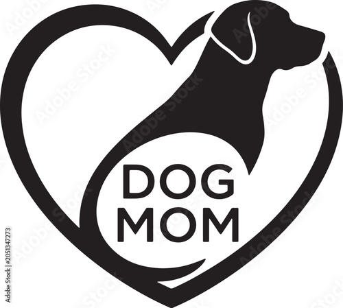 Dog Mom Heart Silhouette Vector Illustration Pet Lover Emblem Design Modern Canine Love Artwork