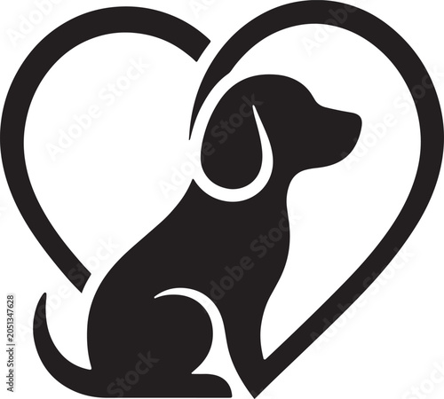 Dog Heart Silhouette Vector Illustration Cute Pet Love Logo Design Minimal Canine Companion Artwork
