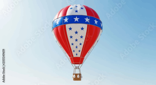 Bild auf Leinwand Red White and Blue Hot Air Balloon.