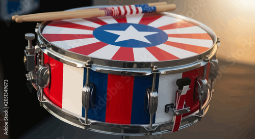 Tablou pe pânză American Snare Drum with Stick.