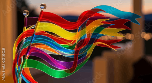 Bild auf Leinwand Colorful Rainbow Wind Chime Decoration.