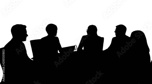 Foto Silhouettes of business people in meeting isolated on transparent background, Ve