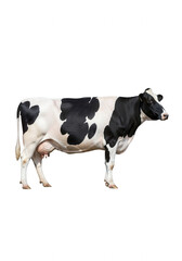 Black and white cow standing on clean surface
