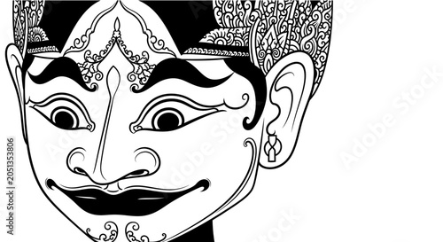 Quadro su tela Balinese traditional dance mask face closeup.