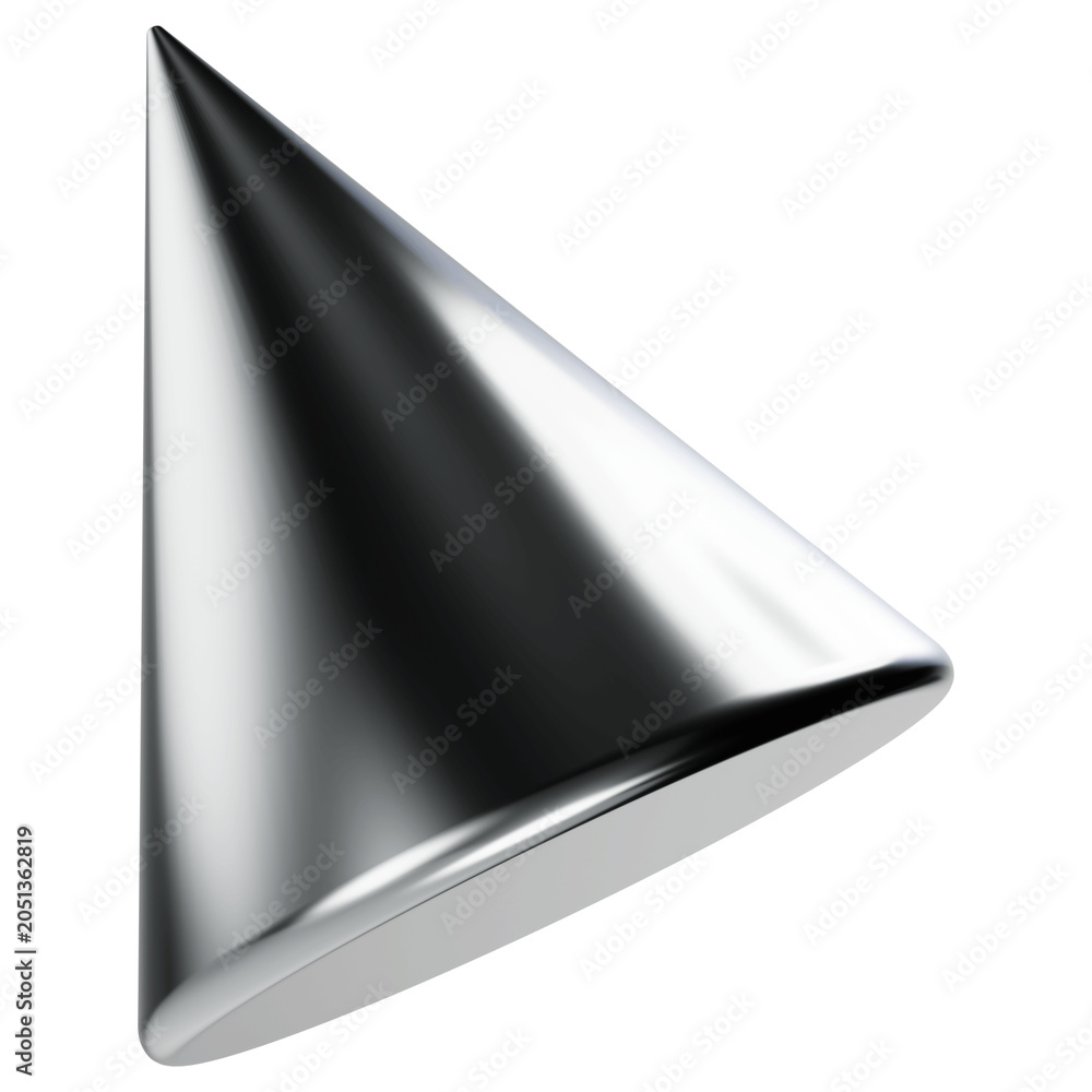 Fototapeta premium Chrome Abstract Shape 3d Render icon, Isolated Metal shape, Futuristic modern minimalist Y2K aesthetic, Transparent background, 3d illustration