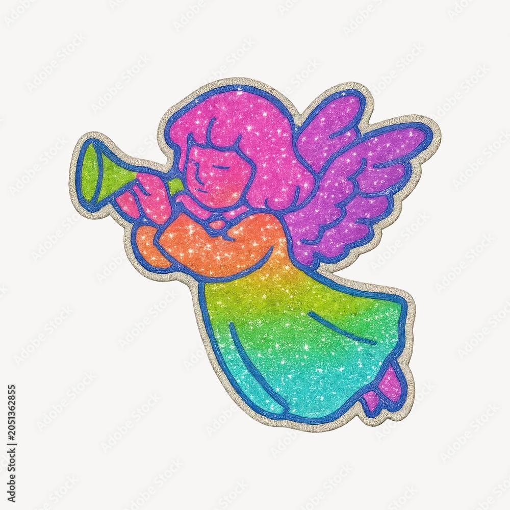 Obraz premium Colorful glitter angel illustration