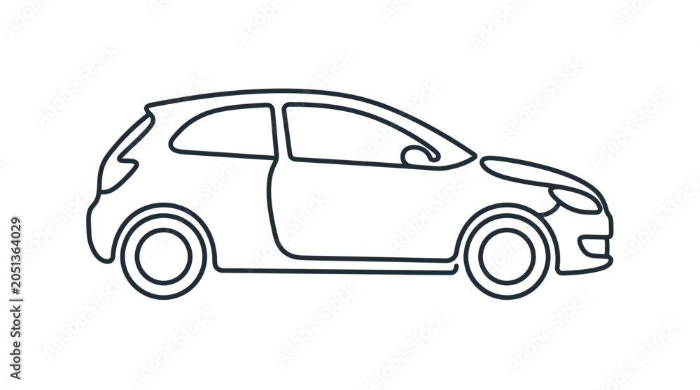 Fototapeta premium Modern Car Outline Drawing, Minimalist Vehicle Icon, Simple Auto Design