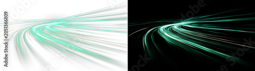 Fotografie Futuristic neon road streaks with vibrant motion blur creating dynamic cyber hig