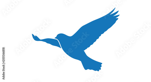 Canvas Print Blue flying bird silhouette, a symbol of peace and freedom.