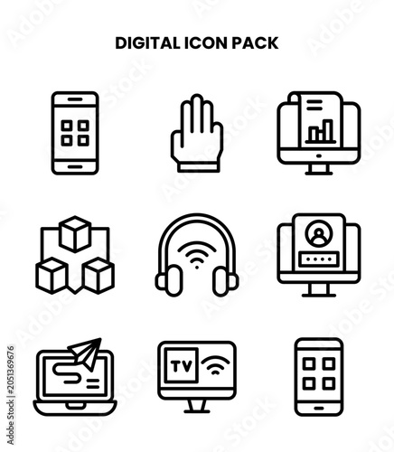 Digital Line Bundle Icons Pack